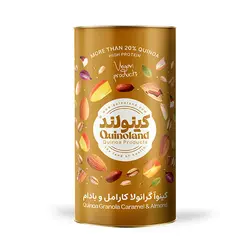 کینوا گرانولا کارامل و بادام قوطی 300 گرم | کینولند