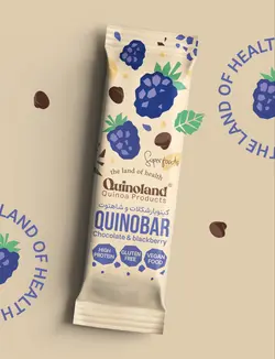 میان وعده سالم کینوبار پروتئینی شکلات و شاه‌توت | کینولند