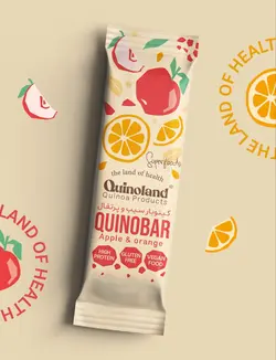 میان وعده رژیمی کینوبار پروتئینی سیب و پرتقال | کینولند