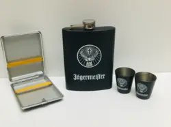 ست قمقمه جیبی استیل بهمراه جاسیگاری طرح گوزن