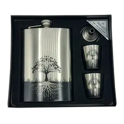 ست قمقمه جیبی استیل دو شات مدل درخت زندگی
