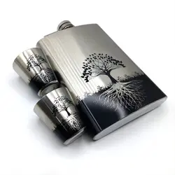 ست قمقمه جیبی استیل دو شات مدل درخت زندگی