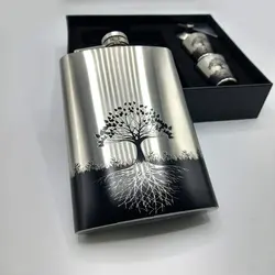 ست قمقمه جیبی استیل دو شات مدل درخت زندگی