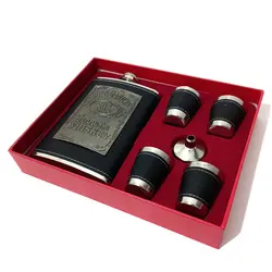 ست قمقمه جیبی با روکش چرم مشکی طرح جک دنیلز