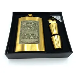 ست قمقمه جیبی دو شات استیل طلایی مدل جک دنیلز