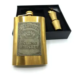 ست قمقمه جیبی دو شات استیل طلایی مدل جک دنیلز