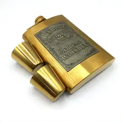 ست قمقمه جیبی دو شات استیل طلایی مدل جک دنیلز