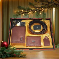 ست کیف و کمربند مردانه 4 تکه مدل گوچی