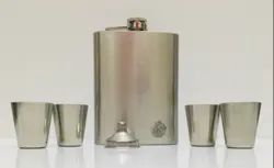 قمقمه جیبی چهار شات استیل با طرح اثر انگشت