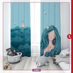 پرده چاپی طرح پري دريايي