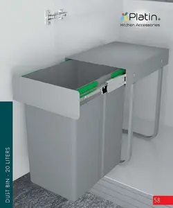 سطل زباله تک مخزنه 20 لیتری پلاتین کد 3611 - دیاموند یراق