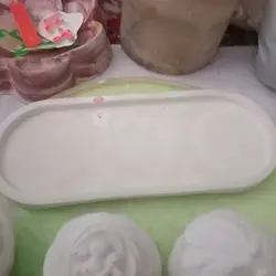 بیس خام سینی بیضی سنگ مصنوعی با سیلیکون و گرانول pvc برای پودر متا و رزین اندازه 20 سانت