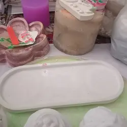 بیس خام سینی بیضی سنگ مصنوعی با سیلیکون و گرانول pvc برای پودر متا و رزین اندازه 20 سانت