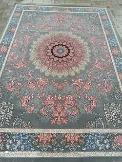 فرش ماشینی ارزان کاشان(BCF) تراکم 700 سایز 9متری نقشه پونه فیلی