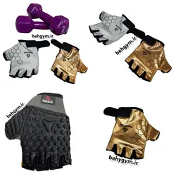 دستکش نیمه انگشتی بدنسازی ورزشی براق طرح ریبوک