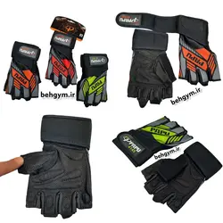 دستکش نیمه انگشتی بدنسازی کف تیوپی حرفه ای وارداتی papu زنانه