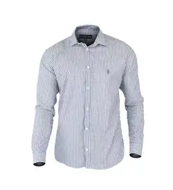 پیراهن مردانه آستین بلند راه راه آبی - فروشگاه اینترنتی پوشاک کالا پرشین