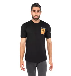 تیشرت یقه گرد مردانه مشکی پنبه طرح دار - فروشگاه اینترنتی پوشاک کالا پرشین