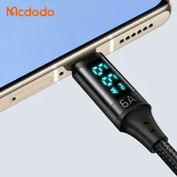 کابل شارژ سریع تایپ سی 66W مک دودو مدل CA-1080 داراي نمایشگر دیجیتال طول 1.2 متر