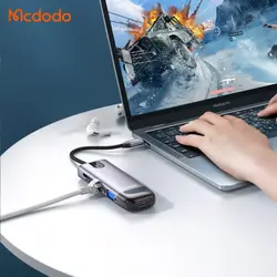 مبدل هاب چندکاره 10 پورت مک دودو مدل HU-7420 پورت ورودی تایپ سی