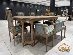 میز ناهار خوری کلاسیک مدل کاجی فرانسوی