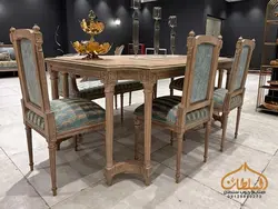 ست مبل و میز ناهار خوری کلاسیک مدل کاجی فرانسوی - چوب سلطان