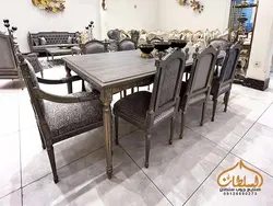 ست مبل و میز ناهار خوری کلاسیک مدل کاجی 502 - چوب سلطان