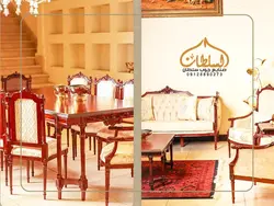 ست مبل و میز ناهار خوری کلاسیک مدل کاجی رومی - چوب سلطان