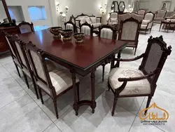 ست مبل و میز ناهار خوری کلاسیک مدل کاجی رومی - چوب سلطان