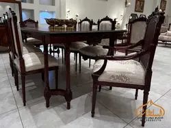 ست مبل و میز ناهار خوری کلاسیک مدل کاجی رومی - چوب سلطان