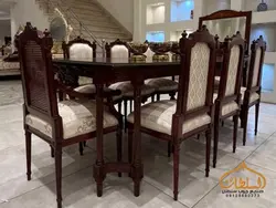ست مبل و میز ناهار خوری کلاسیک مدل کاجی رومی - چوب سلطان