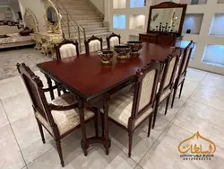 ست مبل و میز ناهار خوری کلاسیک مدل کاجی رومی - چوب سلطان