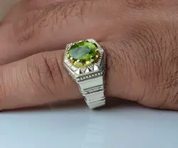 انگشتر نقره زبرجد آفریقایی اصل رکاب دست ساز اثر استاد بیژن