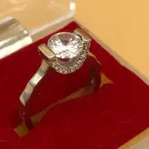 انگشتر نقره سولیتر با نیم دایره مخراج کاری