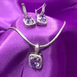 سرویس نقره زنانه با سنگ آمتیس