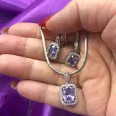 سرویس نقره زنانه با سنگ آمتیس