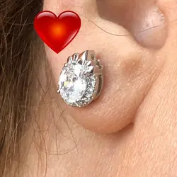 گوشواره میخی نقره زنانه مزین به سنگ ونگینهای براق