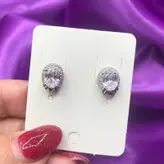 گوشواره میخی نقره زنانه مزین به سنگ ونگینهای براق