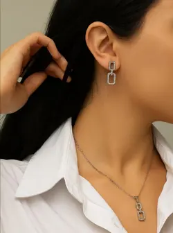 نیم ست نقره چهارگوشه