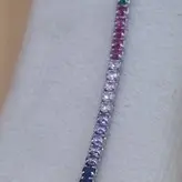 دستبند نقره تنیسی رنگین کمان زنانه