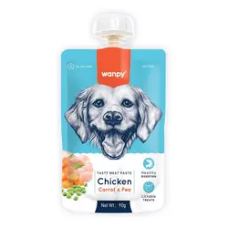 خرید پودینگ سگ ونپی با طعم گوشت مرغ، هویج و نخود WANPY CHICKEN WITH CARROT & PEA 90g | پت شاپ آنلاین پتیکو