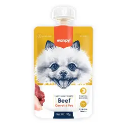 خرید پودینگ سگ ونپی با طعم گوشت گوساله، هویج و نخود WANPY BEEF WITH CARROT & PEA 90g | پت شاپ آنلاین پتیکو