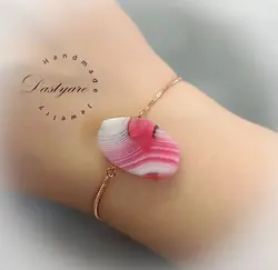 دستبند آسانسوری رزگلد+سنگ عقیق آبرنگی کد۳۶