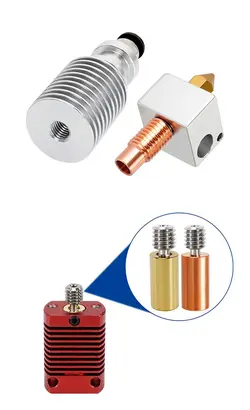 پیچ سوراخدار اکسترودر دما بالا آلیاژ تیتانیوم و برنج مدل Smooth Version E3D V6 