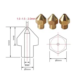 نازل اکسترودر برنجی 1.0 میلی متر MK7 MK8 برای فیلامنت 3mm 