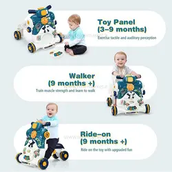 واکر موزیکال طرح موتور 3 در 1 رنگ سبزآبی Fun Trolley