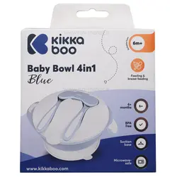 ظرف غذا چسبان و قاشق کیکابو Kikkaboo رنگ طوسی-آبی