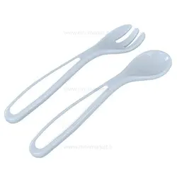 ظرف غذا چسبان و قاشق کیکابو Kikkaboo رنگ طوسی-آبی
