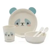 ظرف غذاي بامبو 5 تکه طرح پاندا رنگ آبی کيکابو Kikkaboo