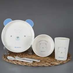 ظرف غذاي بامبو 5 تکه طرح پاندا رنگ آبی کيکابو Kikkaboo